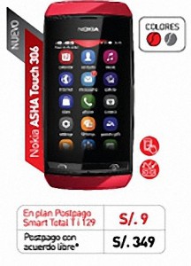 Nokia Asha touch 306 de claro